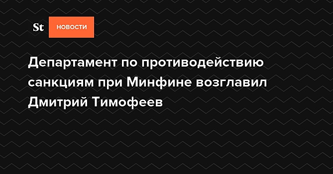 Департамент по противодействию санкциям при Минфине возглавил Дмитрий Тимофеев