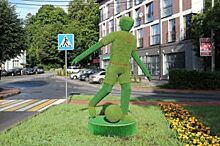 В Светлогорске установили статую футболиста из травы