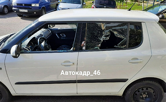В Курске на проспекте Хрущева недоброжелатели разбили все стекла в машине