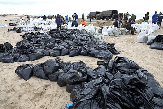 Минприроды: Более 102 тыс. тонн песка с мазутом вывезли с побережья Черного моря