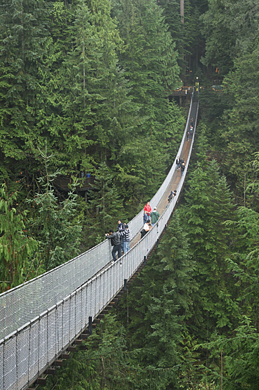 Capilano - висячий мост, построенный в конце XIX века в предместьях Ванкувера над 70-метровой пропастью. Ежегодно дорогу страха длинной 140 метров пересекают 1,2 миллионов туристов