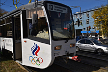«Олимпийский» трамвай вышел на маршрут №13 в Новосибирске