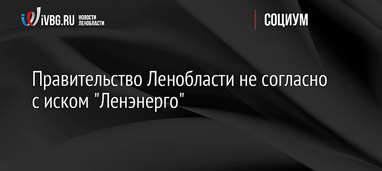 Правительство Ленобласти не согласно с иском "Ленэнерго"