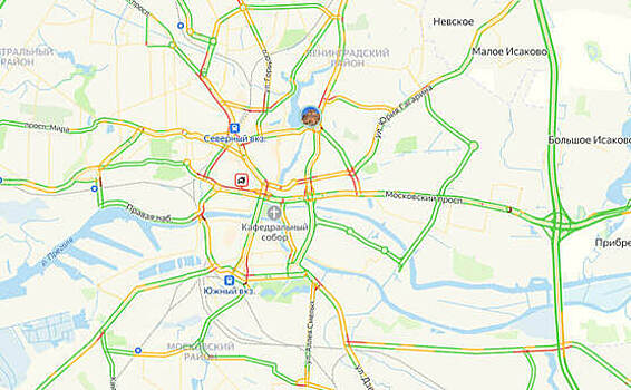 Одна авария: карта пробок в Калининграде на утро понедельника
