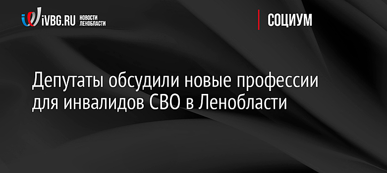 Депутаты обсудили новые профессии для инвалидов СВО в Ленобласти