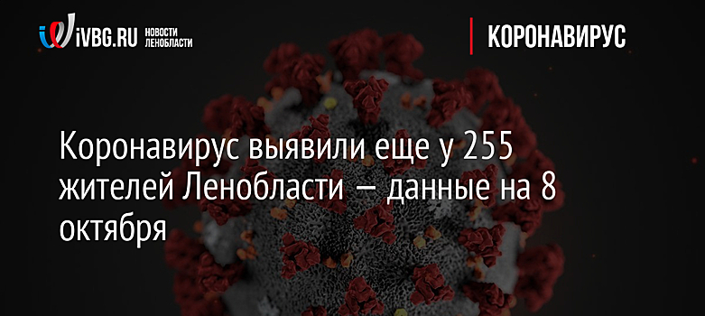 Коронавирус выявили еще у 255 жителей Ленобласти — данные на 8 октября