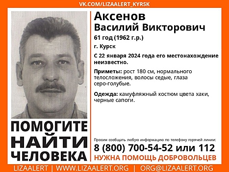 В Курске с 22 января ищут пропавшего Василия Аксенова