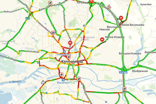 Калининград встал в девятибалльных пробках из-за девяти ДТП на самых оживлённых улицах