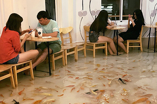 Ресторан, в котором по полу плавают рыбы