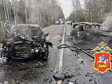 В Подмосковье две машины загорелись после аварии на автодороге