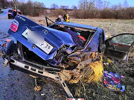 Опубликовано видео с ДТП на Балтийской трассе, где перевернулся Mercedes с двумя детьми в салоне