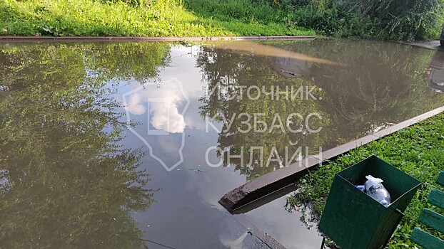 Дорога у многоквартирного дома в Кемерове ушла под воду