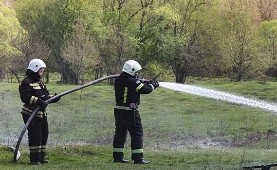 В Курске возле Ермошкина озера загорелась сухая трава