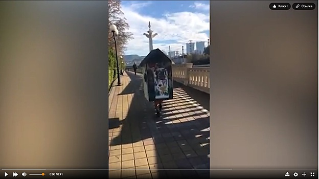 В Сочи очевидцы сняли на видео бегущую вдоль набережной "избушку"