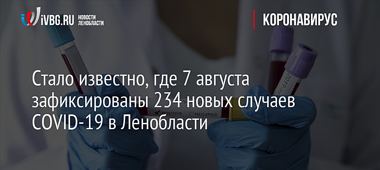 Стало известно, где 7 августа зафиксированы 234 новых случаев COVID-19 в Ленобласти