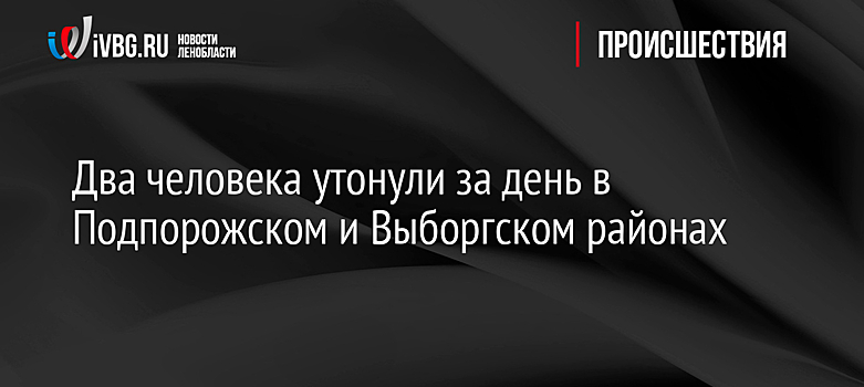 Два человека утонули за день в Подпорожском и Выборгском районах