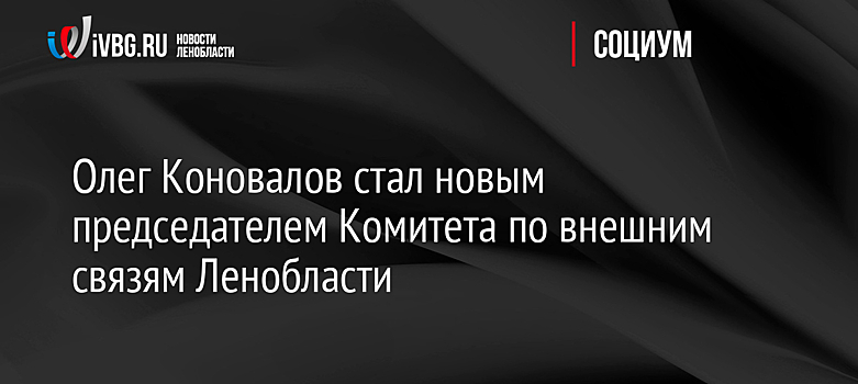 Олег Коновалов стал новым председателем Комитета по внешним связям Ленобласти