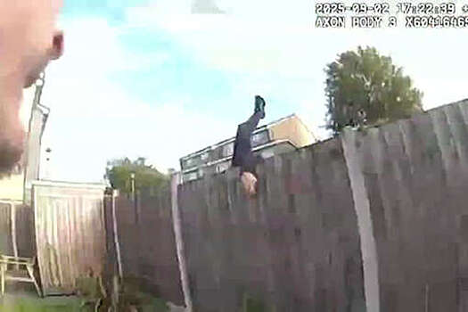 В Лондоне полицейский перепрыгнул забор, как в фильме "Типа крутые легавые"