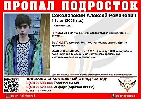 Ушли из дома 4 декабря: в Калининграде пропали без вести два брата-школьника
