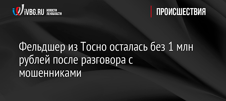 Фельдшер из Тосно осталась без 1 млн рублей после разговора с мошенниками