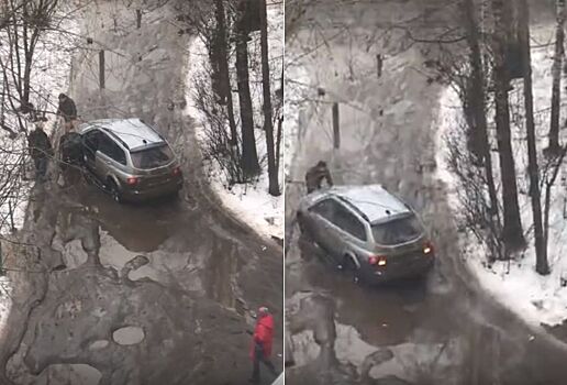 Огромная яма держит в заложниках целый двор в Костроме