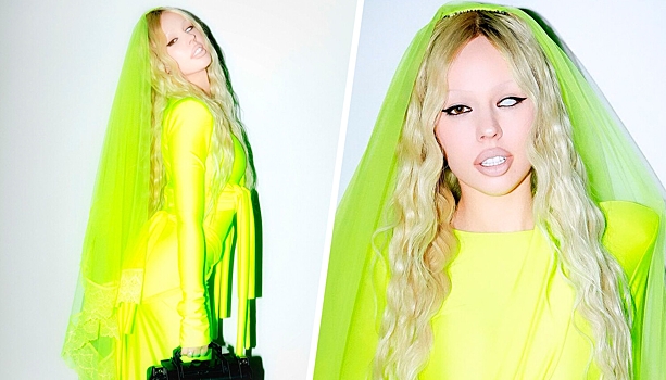 Инстасамка снялась в&nbsp;образе неоновой невесты с&nbsp;одним глазом