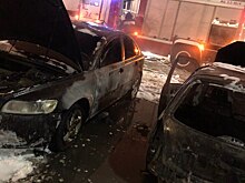 Опубликовано видео пожара, уничтожившего два авто у ТЦ «Прага» в Москве
