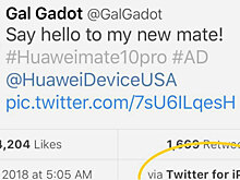 Чудо-женщина хвалит Huawei Mate 10, но делает это с iPhone