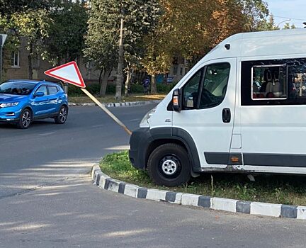 Дорожный знак спас пешеходов от маршрутки