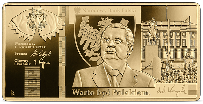 Лех Качиньский на новых монетах и банкнотах