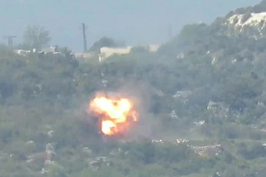 Появилось видео падания ракеты в сирийский танк