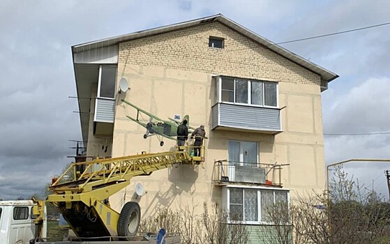В Рыбновском районе на фасаде дома появился самолёт