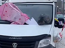 В Томске женщина обвешала автомобиль мусорными мешками и сняла это на видео
