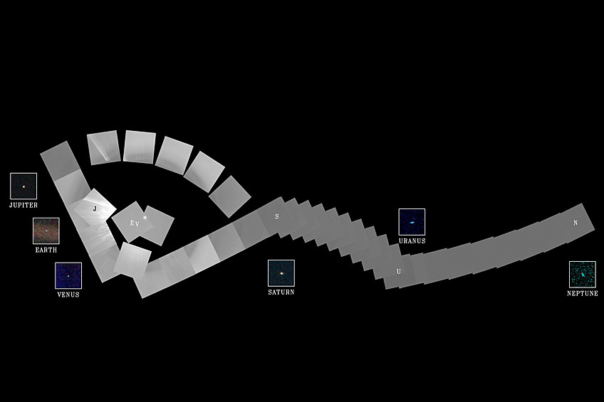 "Семейный портрет" — изображение Солнечной системы, которое было собранно из 60 отдельных снимков, полученных космическим аппаратом "Вояджер-1". 