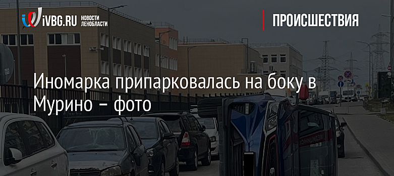 Иномарка припарковалась на боку в Мурино – фото