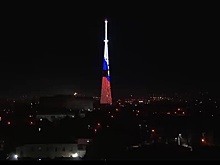 Главная телевышка Крыма окрасилась в цвета российского триколора