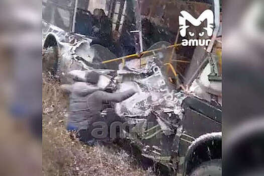 Mash: водитель сбитого  автобуса в Хабаровске пытался проскочить на красный