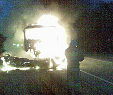 Легковушка и грузовик сгорели в массовом ДТП