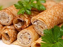 Тёщины блины с мясом, оливками и орешками на Масленицу. Быстро и вкусно!