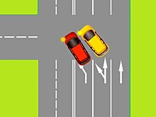 Изучаем ПДД. Кто проедет первым при одновременном повороте налево с разных полос?