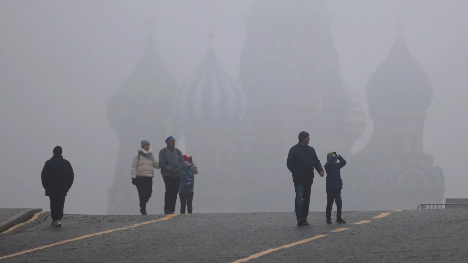 Густой туман в Москве показали на видео