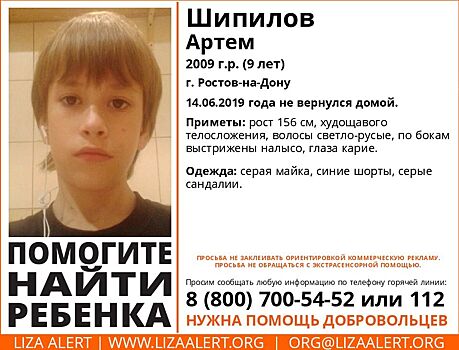 В Ростове разыскивают девятилетнего мальчика