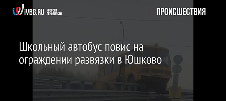 Школьный автобус повис на ограждении развязки в Юшково