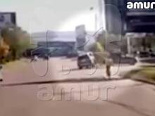 Момент массового ДТП из-за голубя в центре российского города сняли на видео