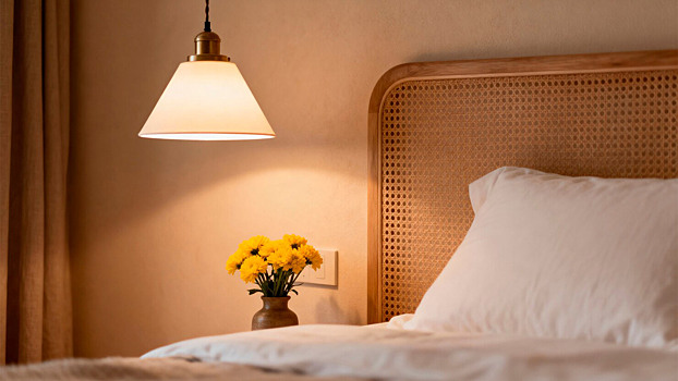Что лучше для спальни: лампа на тумбочке, бра или подвес