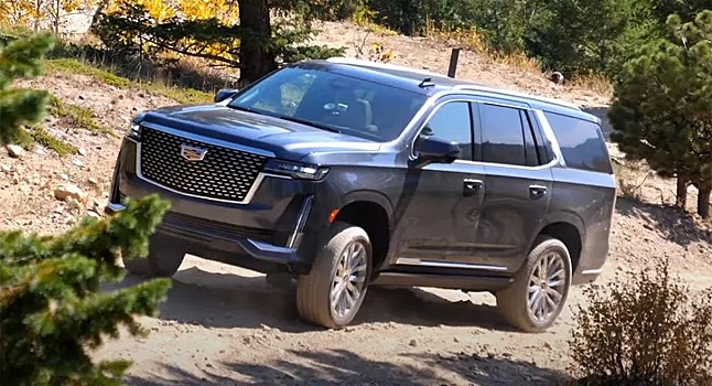  		 			Роскошный Cadillac Escalade 2021 года протестировали на бездорожье 		 	