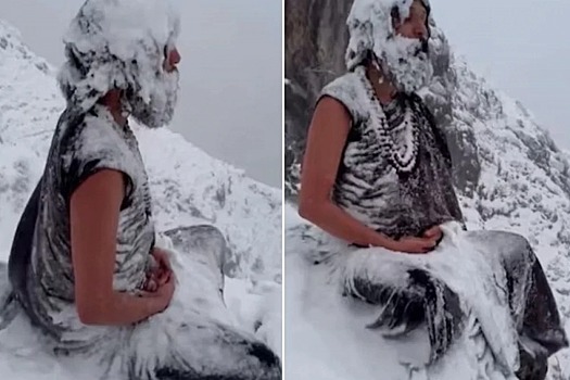 В сети не верят в видео с йогом, медитирующим в горах во время снежной бури