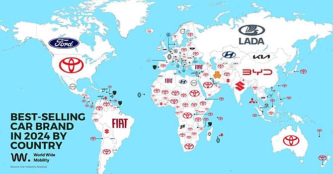 Названы самые популярные автомобильные марки в каждой стране мира
