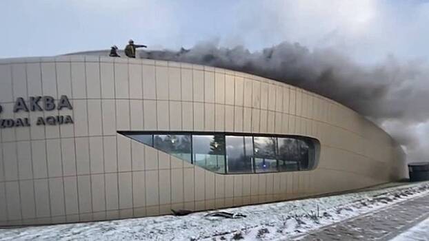 Появилось видео сильного пожара в аквапарке Суздаля