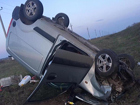 Водитель погиб в перевернувшемся минивэне на трассе в Саратовской области